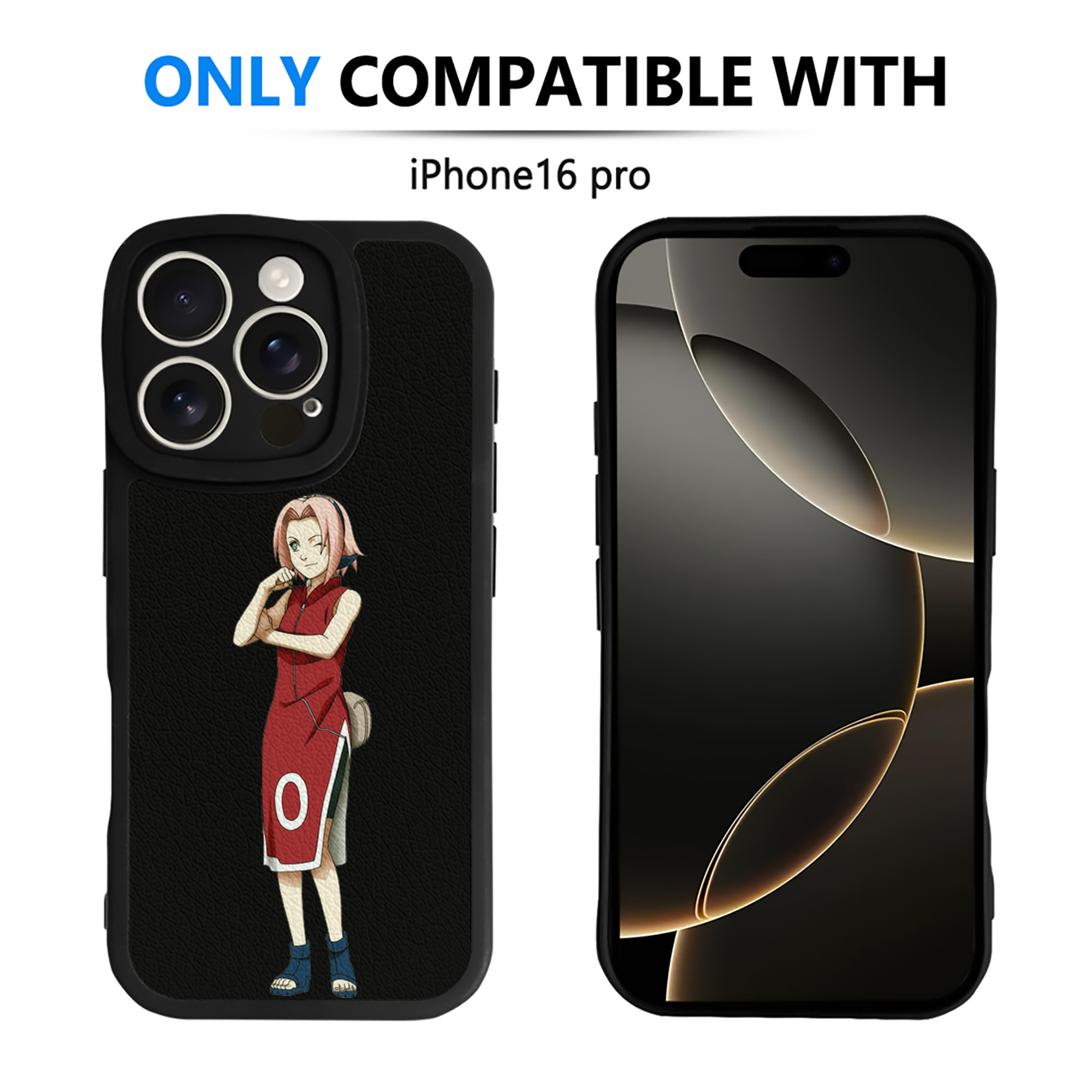 （画像用） NARUTO -ナルト- 春野サクラ Haruno Sakura 【iPhone 16シリーズ対応】シリコンスマホケース（レザー調） 材質：シリコン